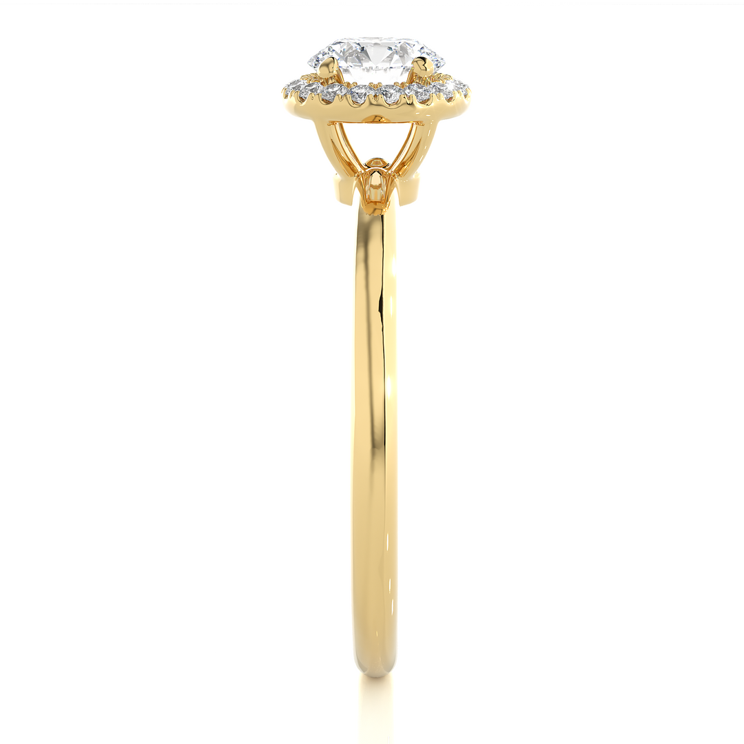 0.50 CT Round Diamond Halo Lab Grown Ring with 19 Stones