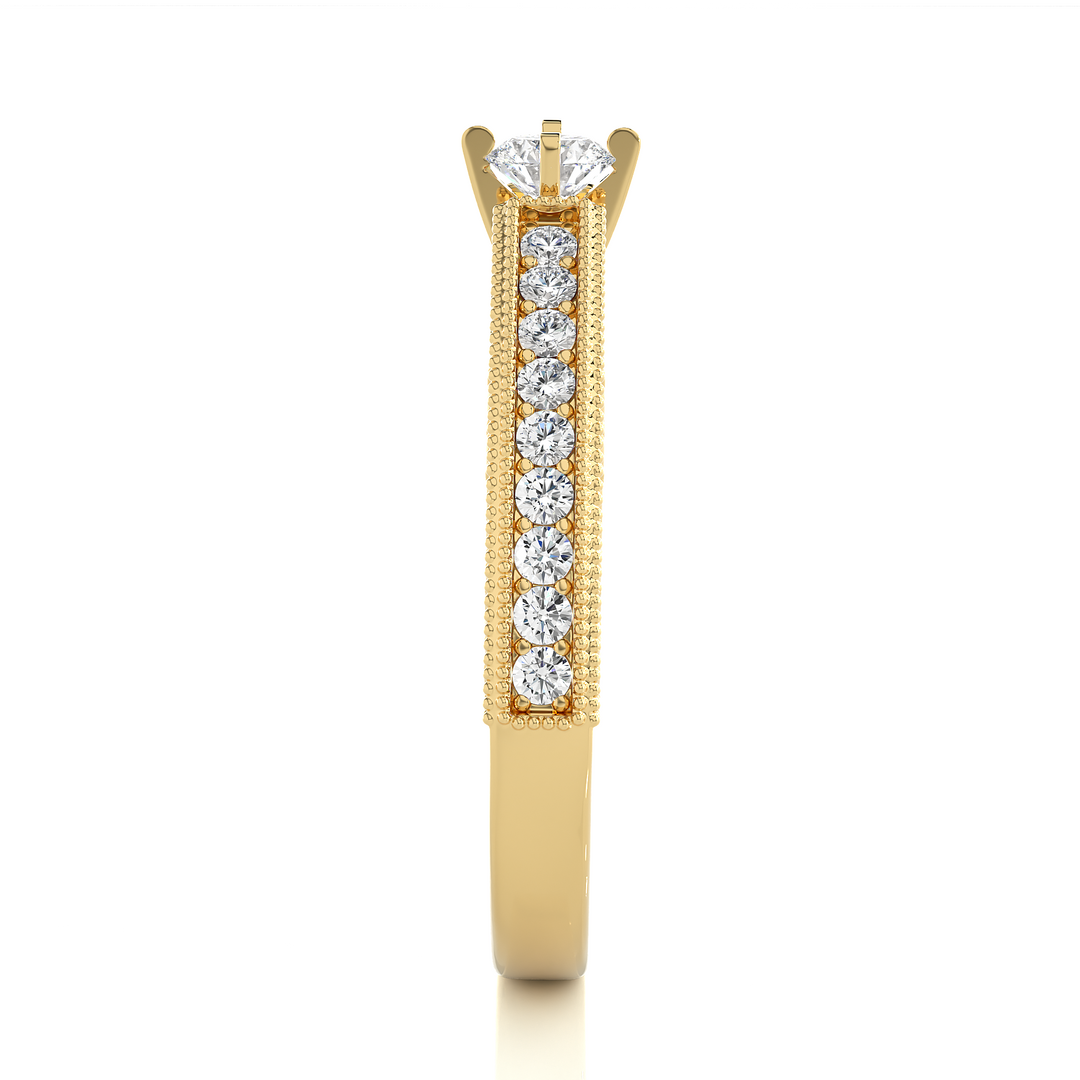 0.48 CTW Round Lab-Grown Diamond Engagement Ring with Milgrain Detailing E-F / VVS-VS