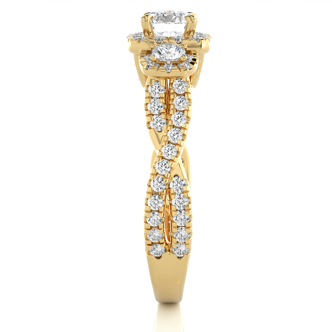 1.35 Carat Three Stone Lab-Grown Diamond Ring | Round with Hidden Princess Accent