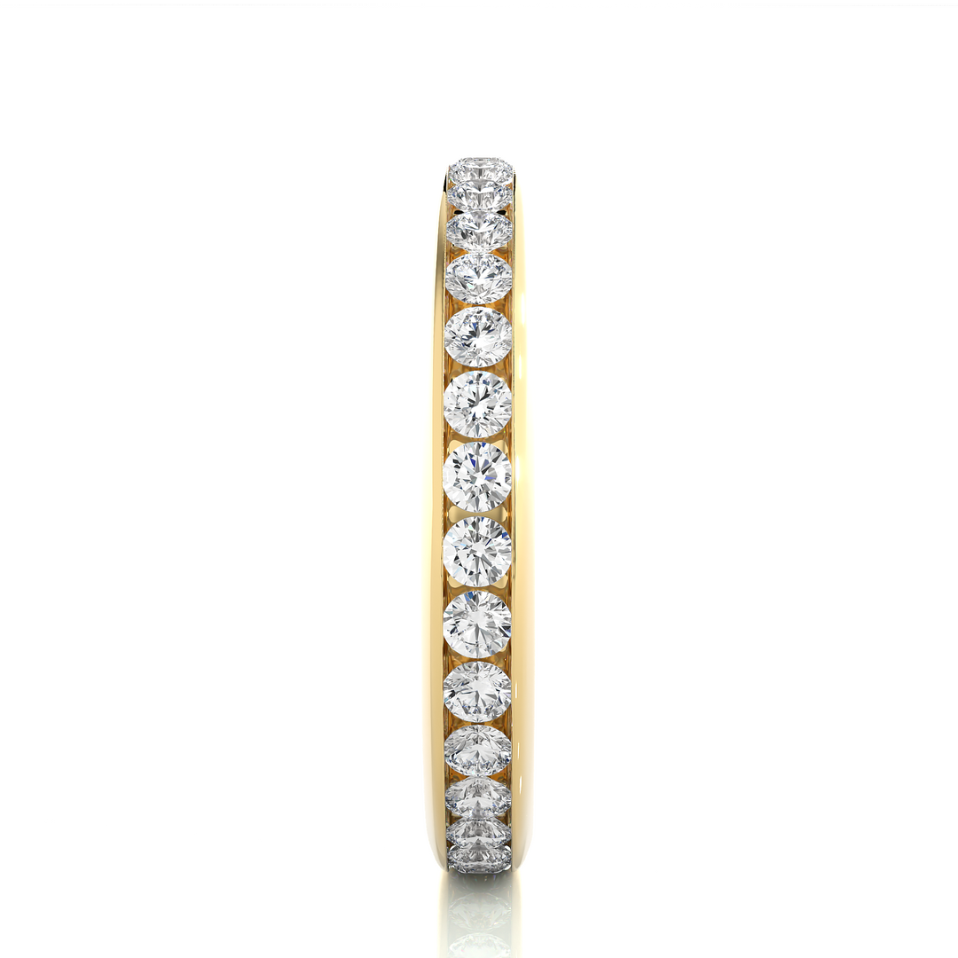 0.96 CT Round Lab Grown Diamond Channel Set Eternity Band | 32 Stone Gold Ring
