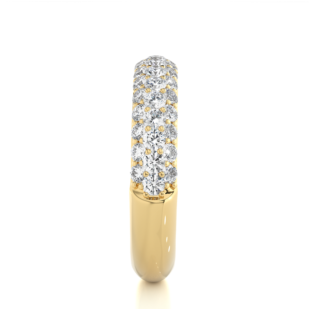 0.93 CT Round Cut Lab Grown Diamond 3 Row Pave Band  49 Stone IGI Certified