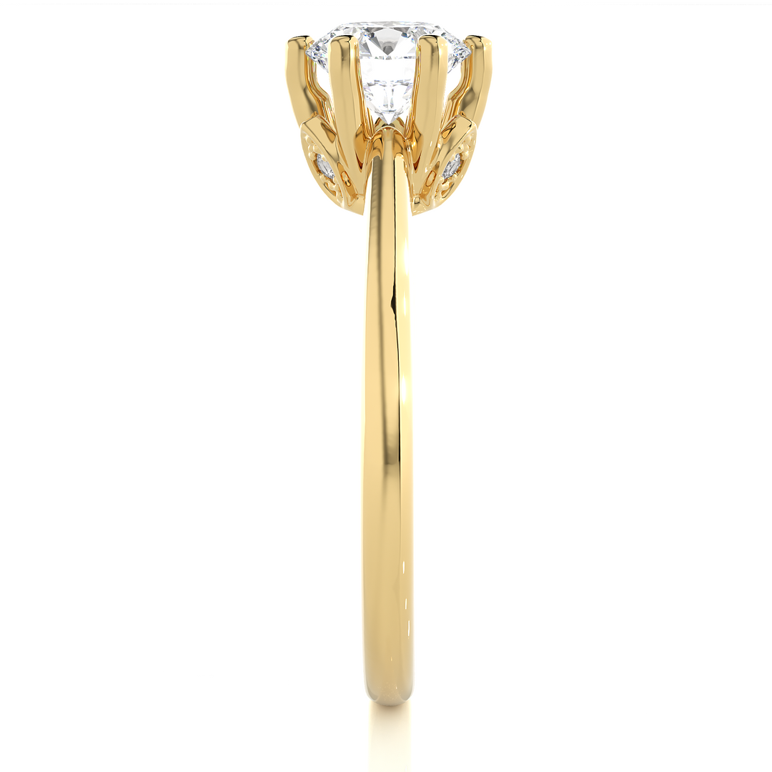 1.05 CT Round Lab Grown Diamond 5 Stone Engagement Ring | Six Prong Gold Band