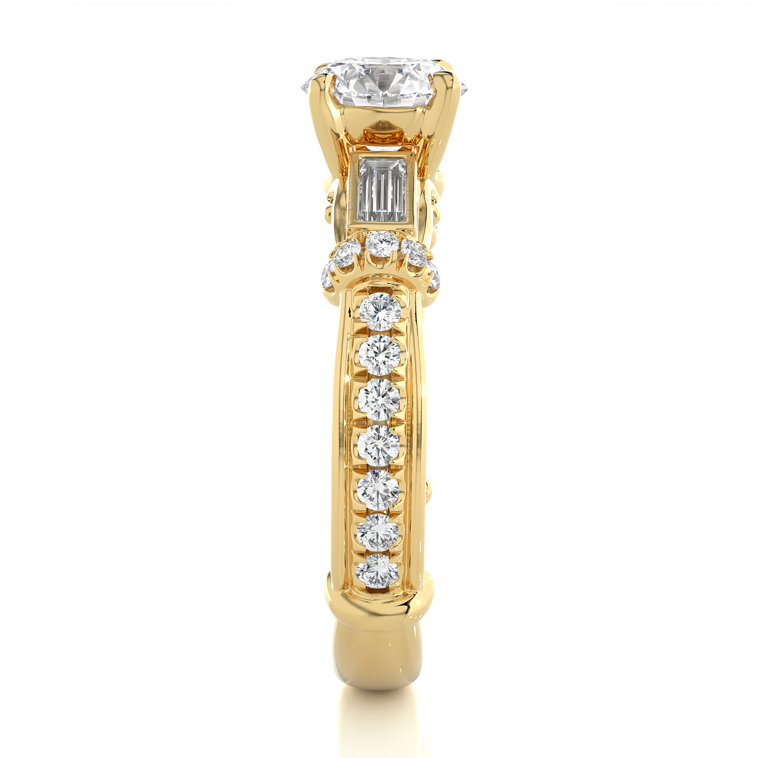 1.50 Carat Three Stone Lab-Grown Diamond Ring | Round & Baguette Unique Design