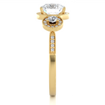 Load image into Gallery viewer, 1.43 CT Round Lab Grown Diamond Halo Ring with Milgrain &amp; Round Side Stones | 51 Stone Gold Band
