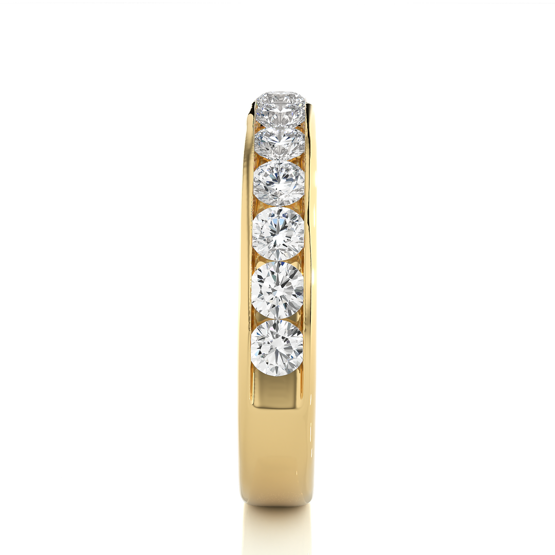 0.96 CT Round Cut Lab Grown Diamond Channel Set Band  13 Stone IGI Certified