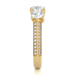 Load image into Gallery viewer, 2.23 CT Round Center with Round Side Lab Grown Diamond Three Stone Ring | 43 Stone Gold Band
