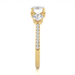 Load image into Gallery viewer, 1.80 CT Round Center with Round Side Lab Grown Diamond Three Stone Ring | 19 Stone Gold Band
