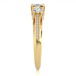 Load image into Gallery viewer, 1.20 Carat Three Stone Round Lab-Grown Diamond Ring | Pavé Side Stone Band
