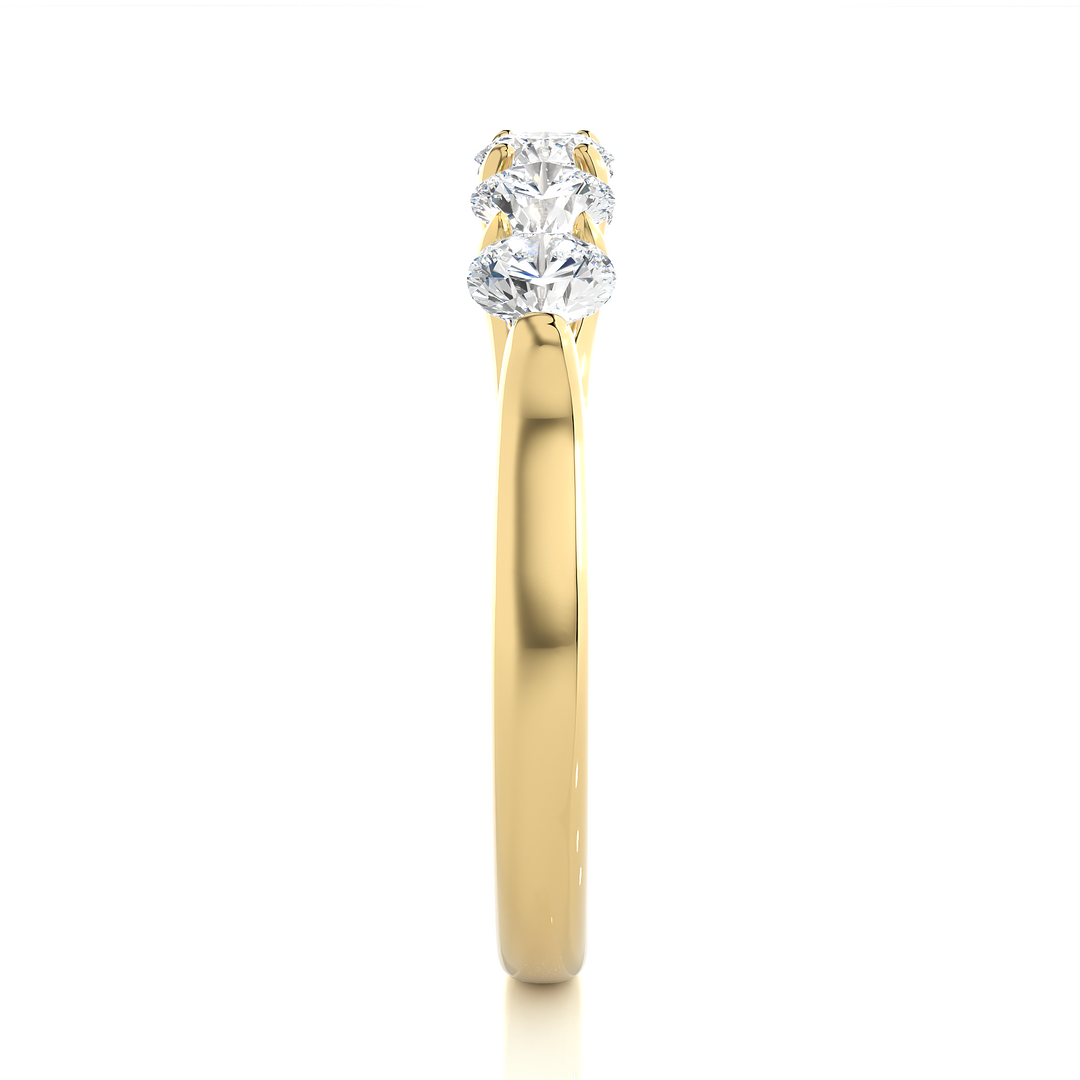 1.03 CT Round Cut Lab Grown Diamond Prong Set Band  5 Stone IGI Certified
