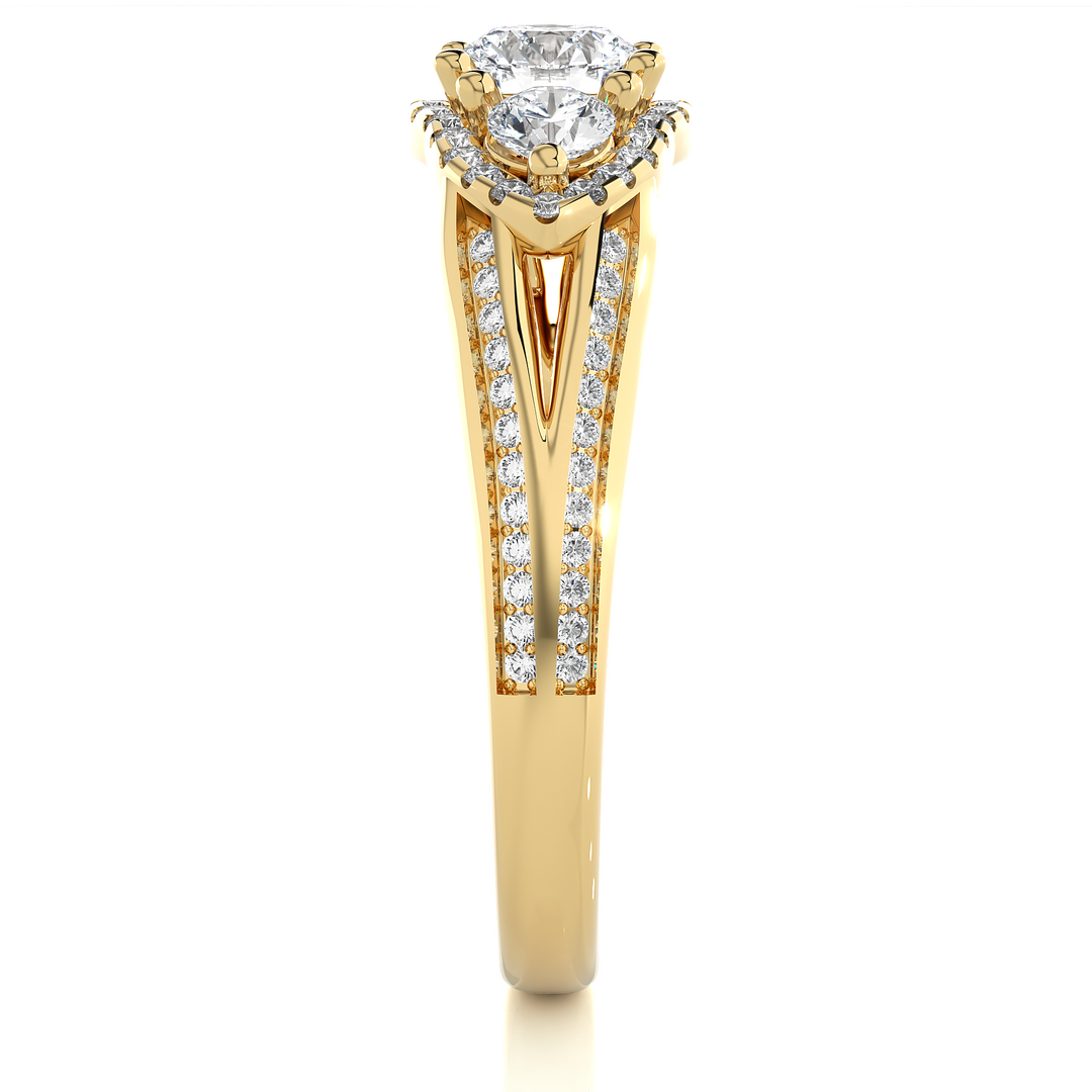 1.14 Carat Lab-Grown Diamond Engagement Ring | Three Stone Round with Hidden Princess