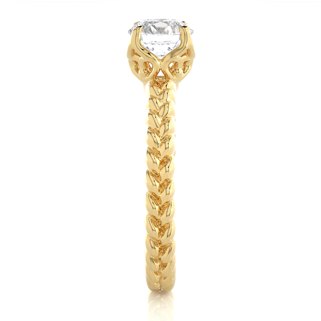 0.98 CT Round Lab Grown Diamond Solitaire Engagement Ring | Gold Band