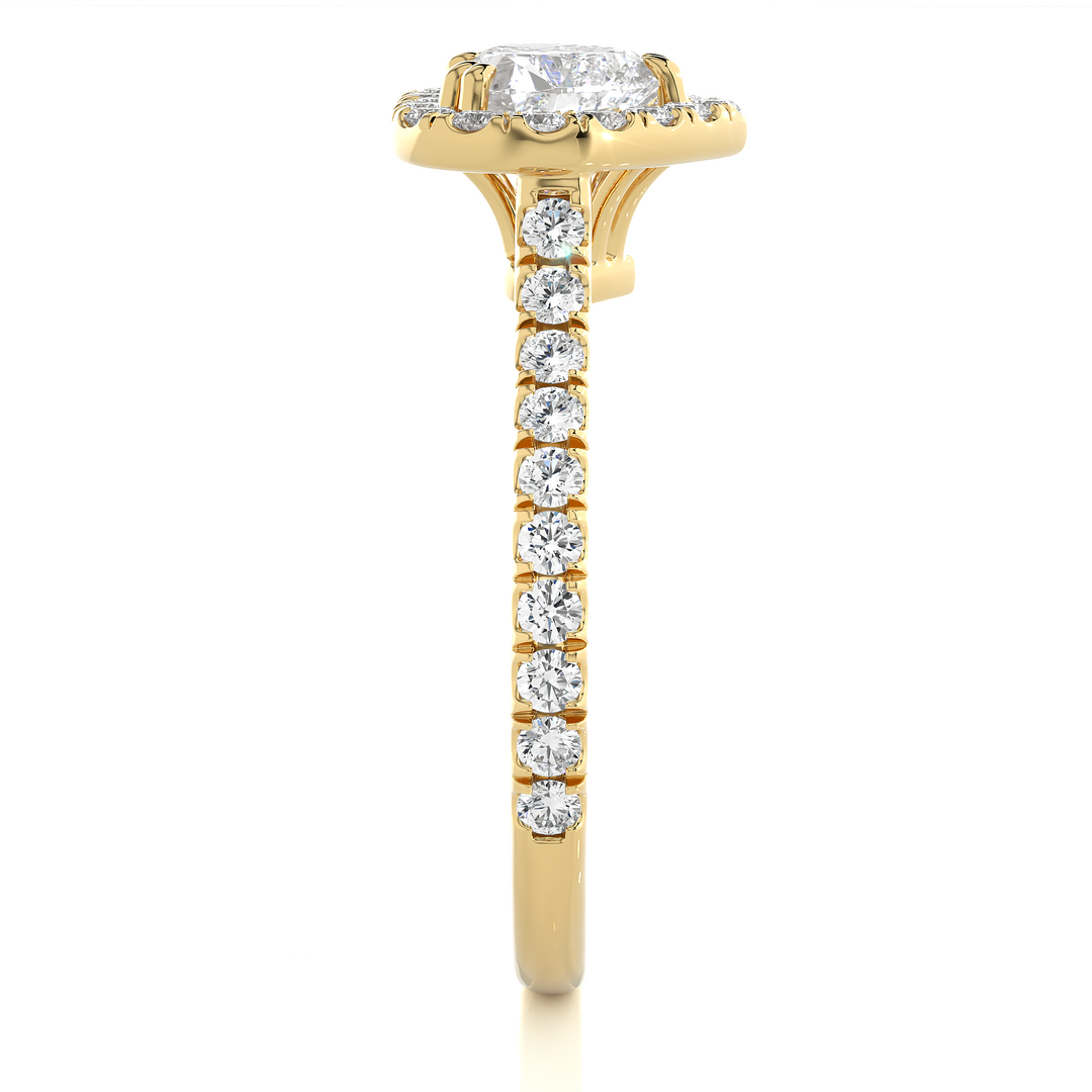 1.33 CT Heart Halo Lab Grown Diamond Ring with Round Side Stones