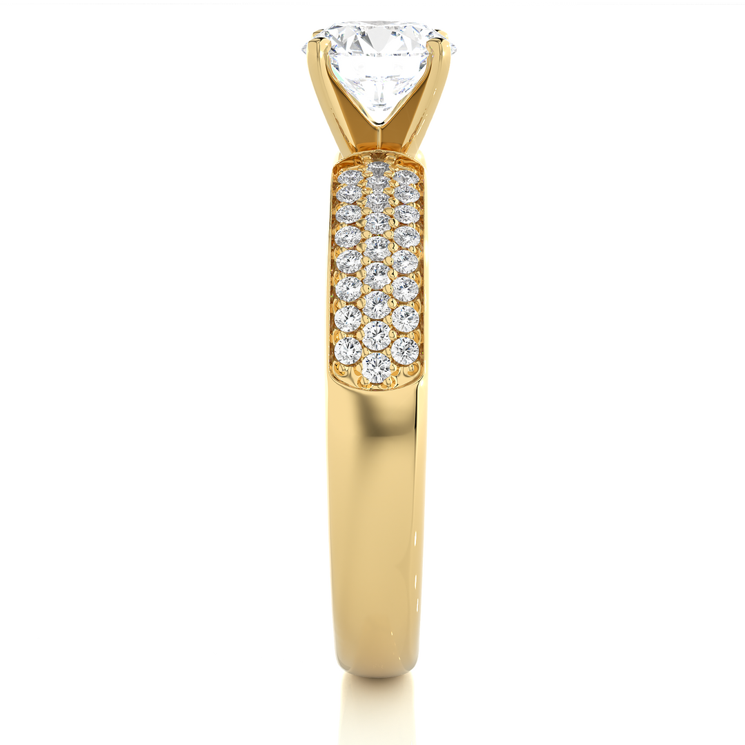 1.02 CTW Round Lab-Grown Diamond Engagement Ring with Pave Set E-F / VVS-VS