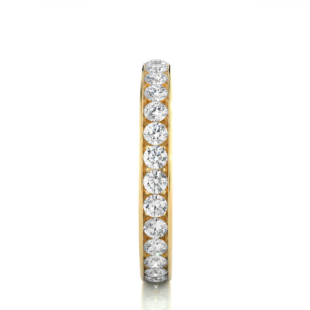 1.04 CT Round Lab Grown Diamond Channel Set Ring | 30 Stone Gold Band