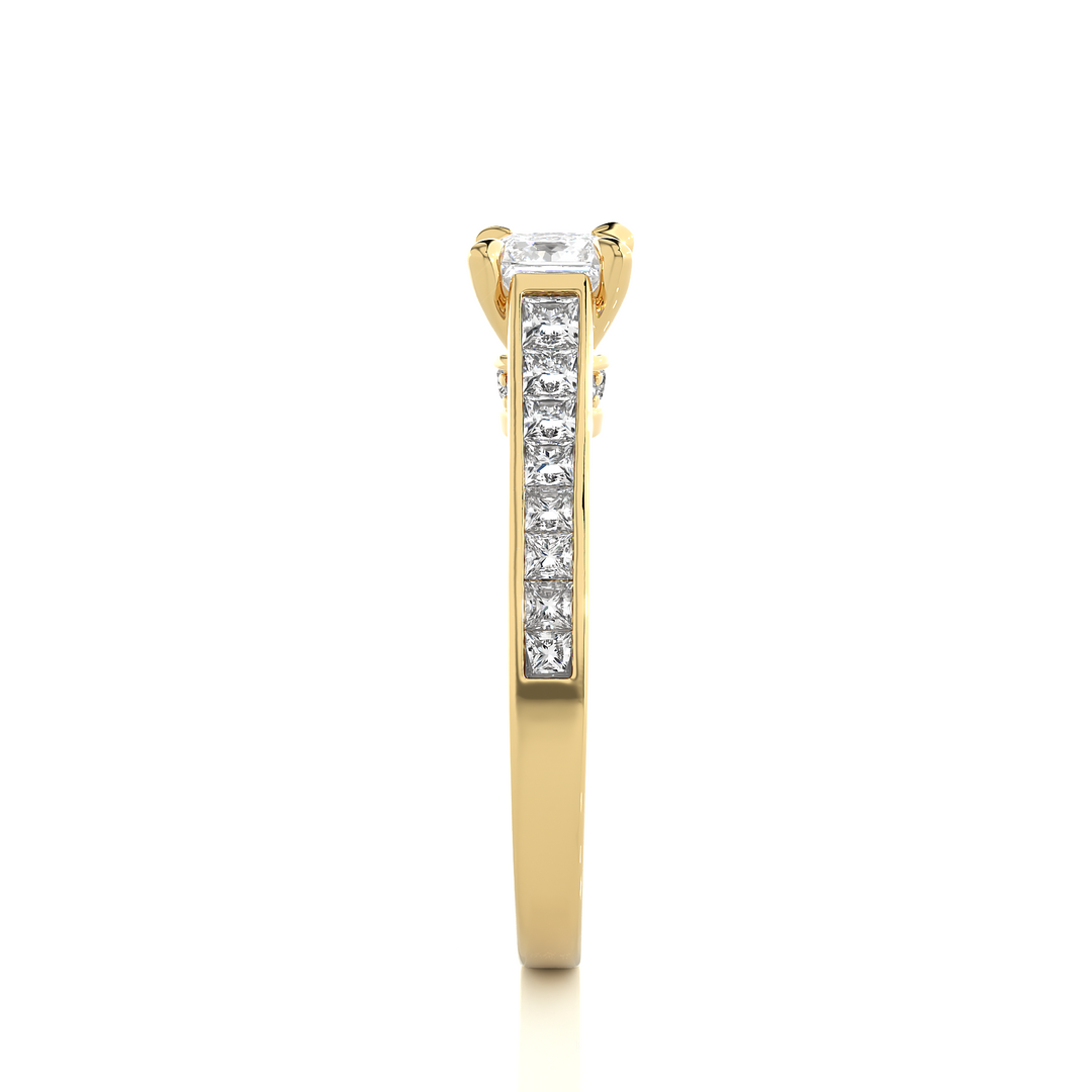 1.27 CTW Princess & Round Lab-Grown Diamond Engagement Ring with Channel & Prong Set E-F / VVS-VS