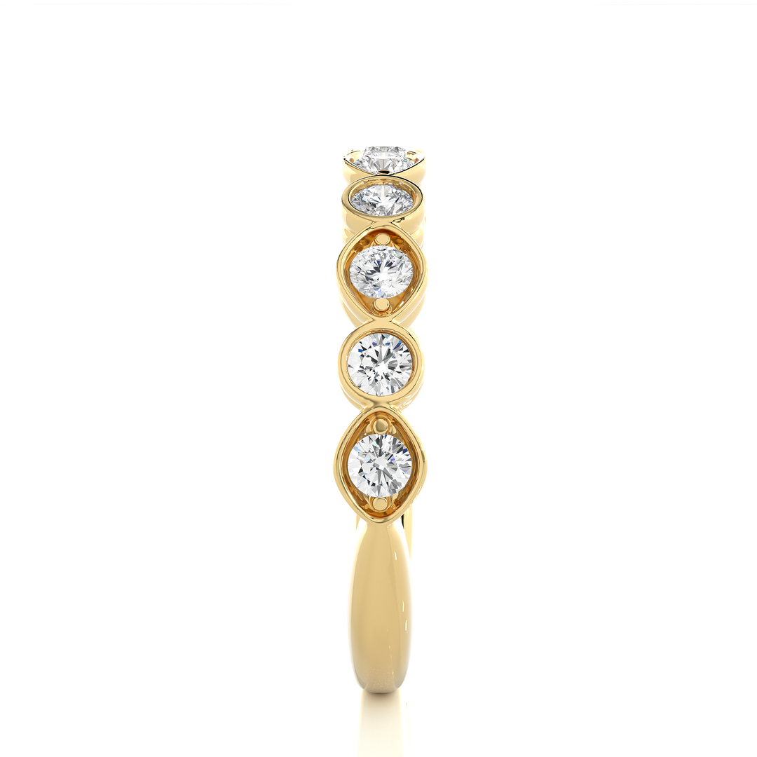 0.69 CT Round Cut Lab Grown Diamond Bezel & Prong Set Band  10 Stone IGI Certified