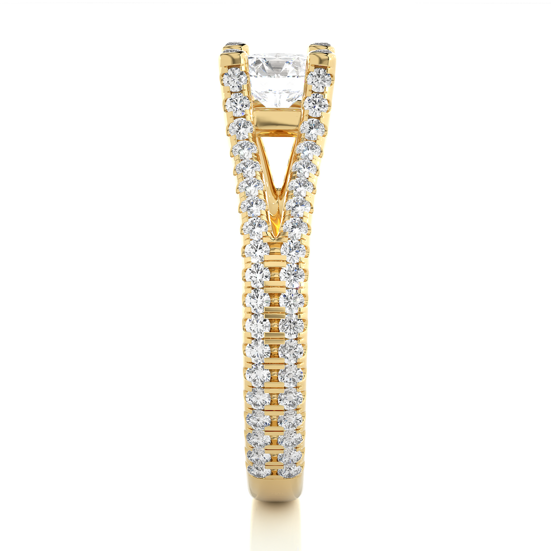 1.08 CTW Round Lab-Grown Diamond Engagement Ring with Split Shank & Hidden Halo E-F / VVS-VS