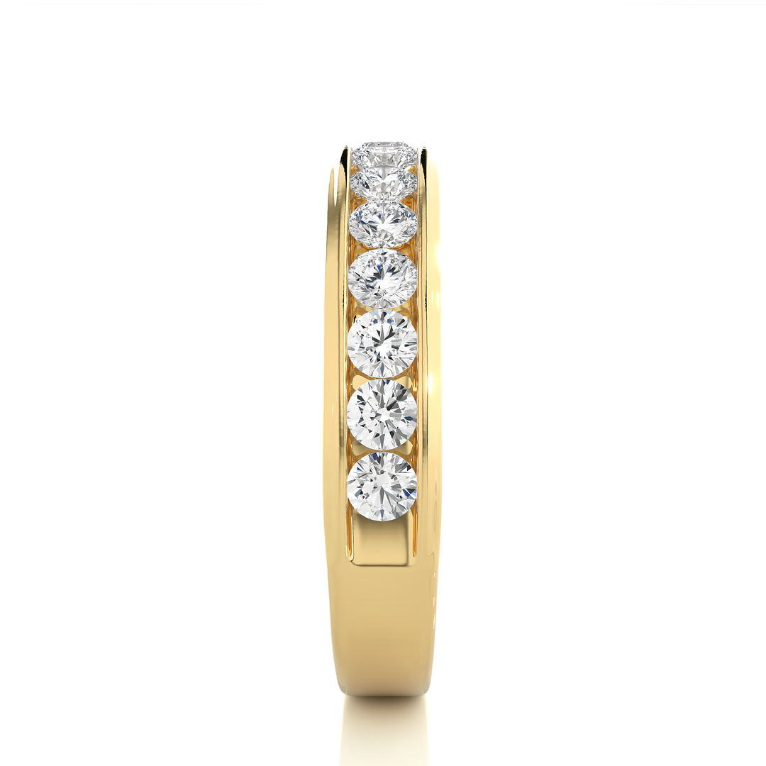 0.92 CT Round Cut Lab Grown Diamond Channel Set Band  14 Stone IGI Certified