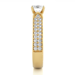 Load image into Gallery viewer, 1.29 CTW Round Lab-Grown Diamond Engagement Ring with Two-Row Pave Set E-F / VVS-VS
