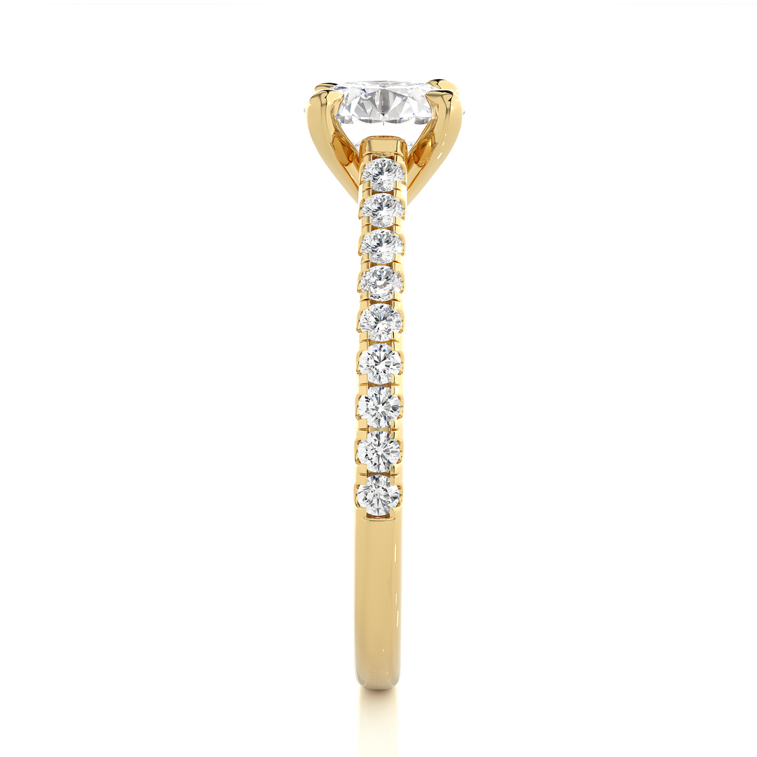 1.36 CTW Round Lab-Grown Diamond Engagement Ring with Claw & Micropave Set E-F / VVS-VS