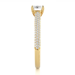 Load image into Gallery viewer, 1 CTW Round Lab-Grown Diamond Engagement Ring with Three-Row Thin Pave Band E-F / VVS-VS
