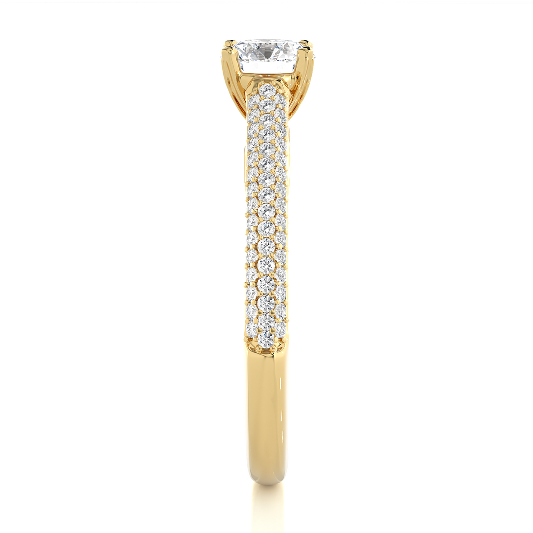 1 CTW Round Lab-Grown Diamond Engagement Ring with Three-Row Thin Pave Band E-F / VVS-VS