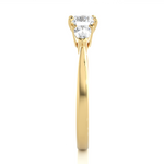 Load image into Gallery viewer, 0.99 CT Round Center with Pear Side Lab Grown Diamond Three Stone Ring | 3 Stone Gold Band
