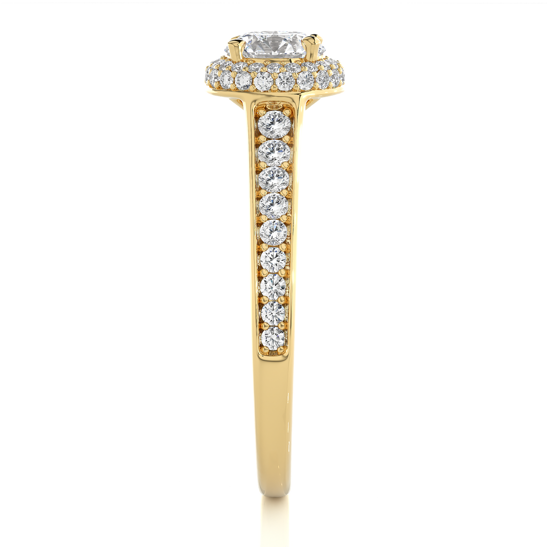 0.92 CT Round Diamond Halo Lab Grown Ring with 59 Stones