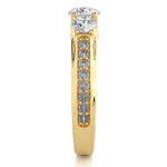Load image into Gallery viewer, 1.70 CT Round Center with Round Side Lab Grown Diamond Three Stone Ring | 21 Stone Gold Band
