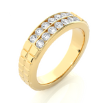 Load image into Gallery viewer, 0.82 CT Round Lab Grown Diamond Men’s Ring | 14 Stone Gold Band

