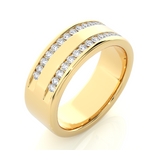 Load image into Gallery viewer, 0.46 CT Men’s Two Row Lab Grown Diamond Ring | 30 Stone Gold Band
