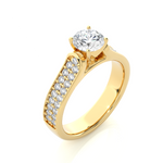 Load image into Gallery viewer, 1.29 CTW Round Lab-Grown Diamond Engagement Ring with Two-Row Pave Set E-F / VVS-VS
