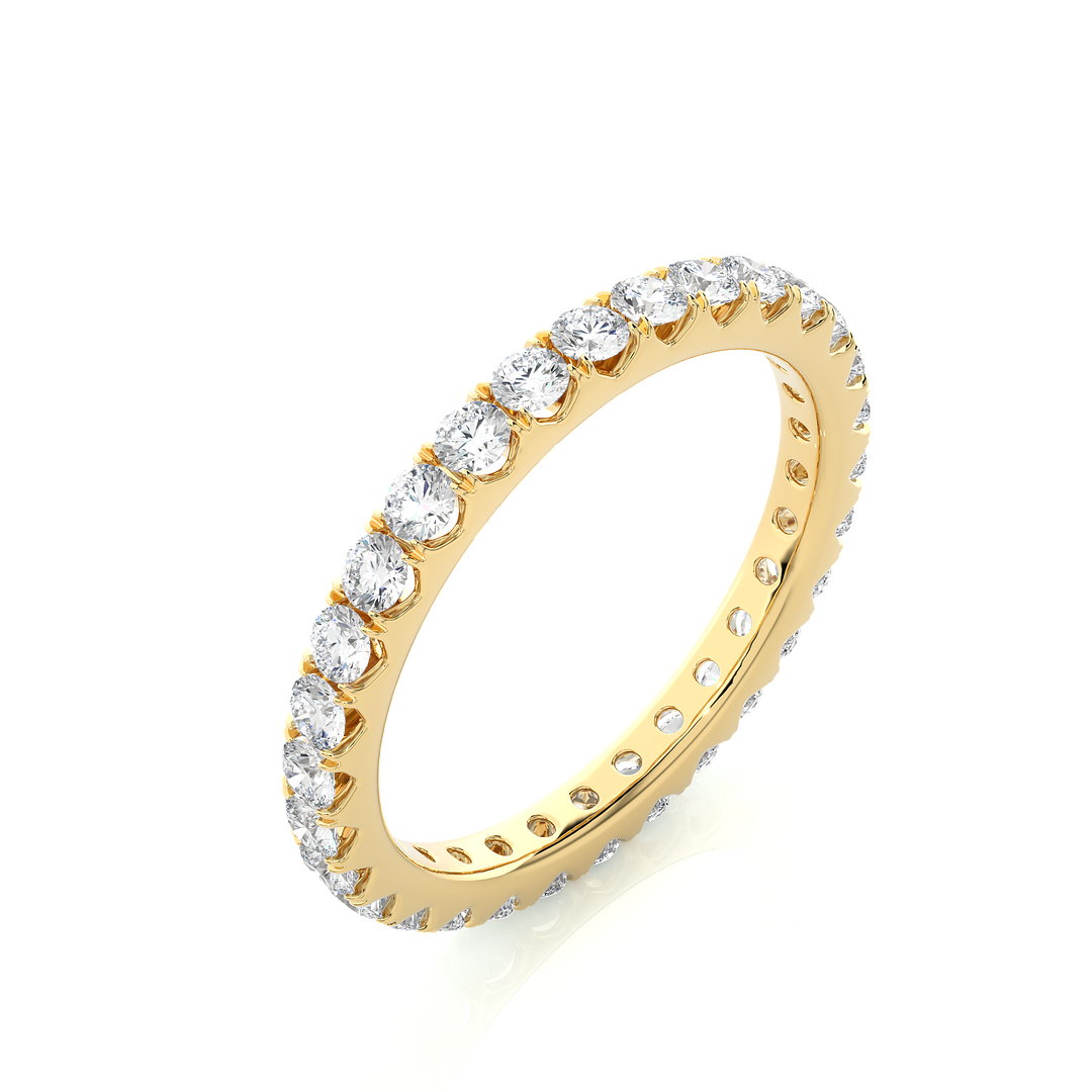 1.04 CT Round Lab Grown Diamond Micro Pave Eternity Ring | 30 Stone Gold Band