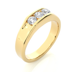 Load image into Gallery viewer, 0.52 CT Men’s Three Stone Lab Grown Diamond Ring | 3 Stone Gold Band
