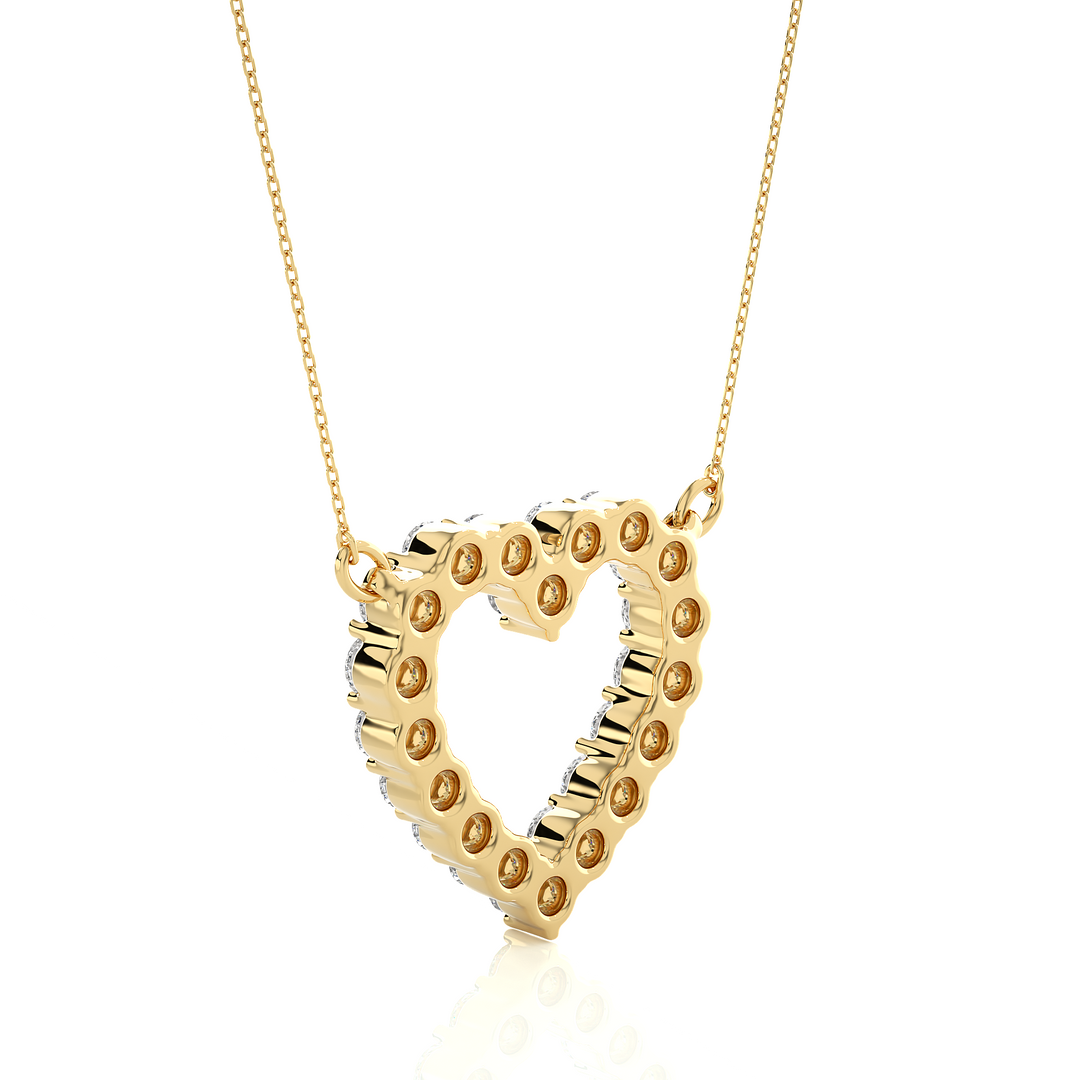 0.46 CT Lab-Grown Diamond Heart Pendant Necklace | Round Diamonds | Solid Gold