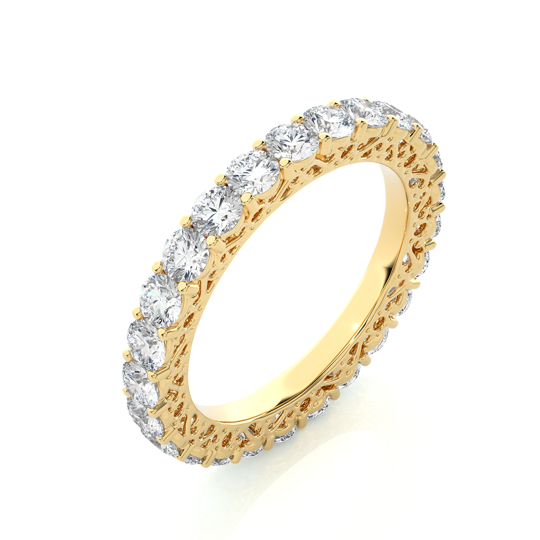 2.28 CT Round Lab Grown Diamond Prong Set Eternity Band | 25 Stone Gold Ring