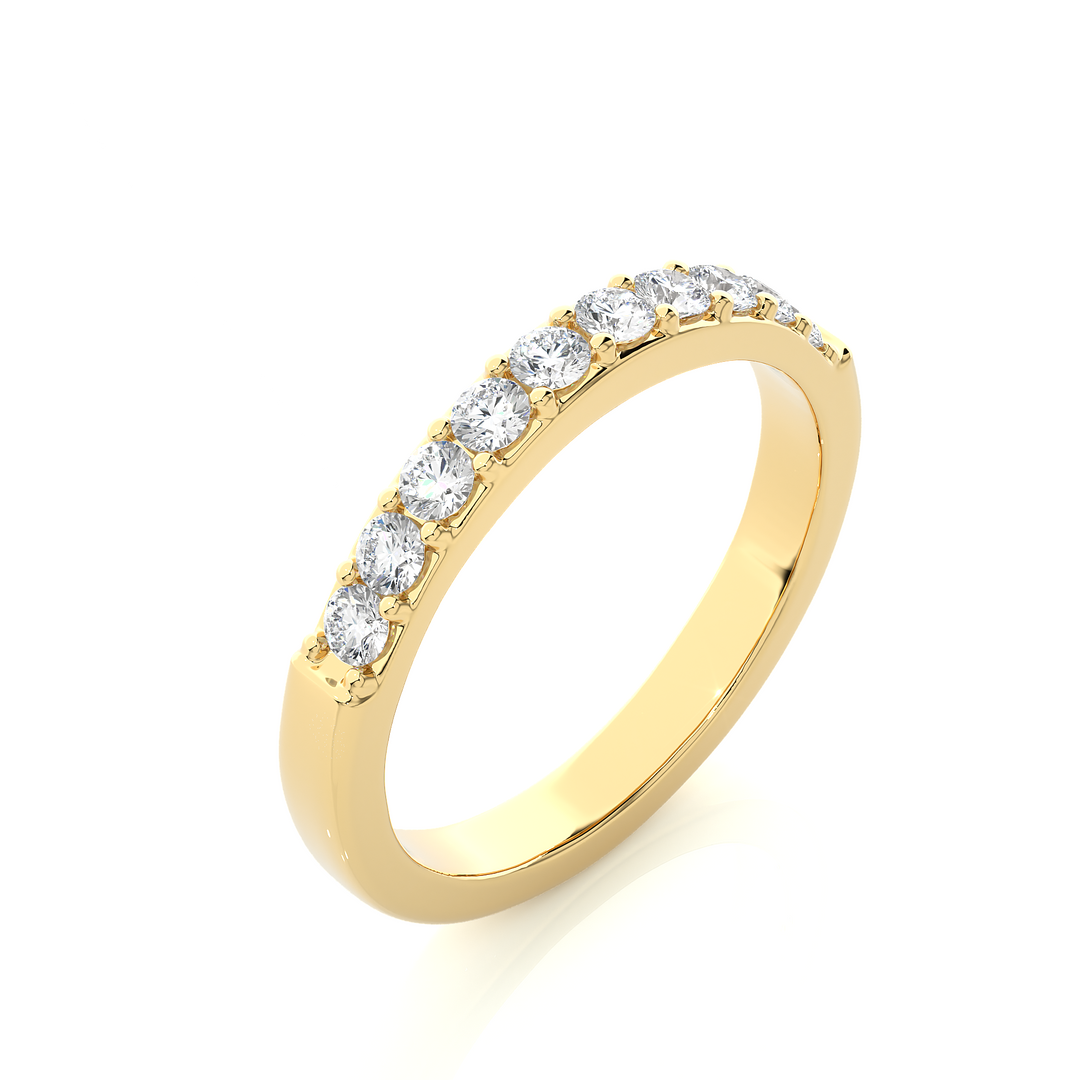 0.40 CT Round Cut Lab Grown Diamond Prong Set Band  10 Stone IGI Certified
