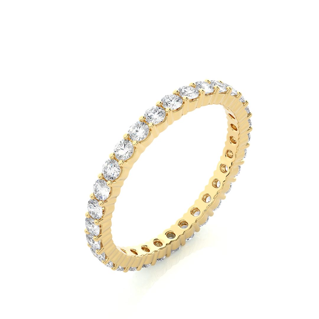 0.90 CT Round Lab Grown Diamond Eternity Band | 30 Stone Gold Ring