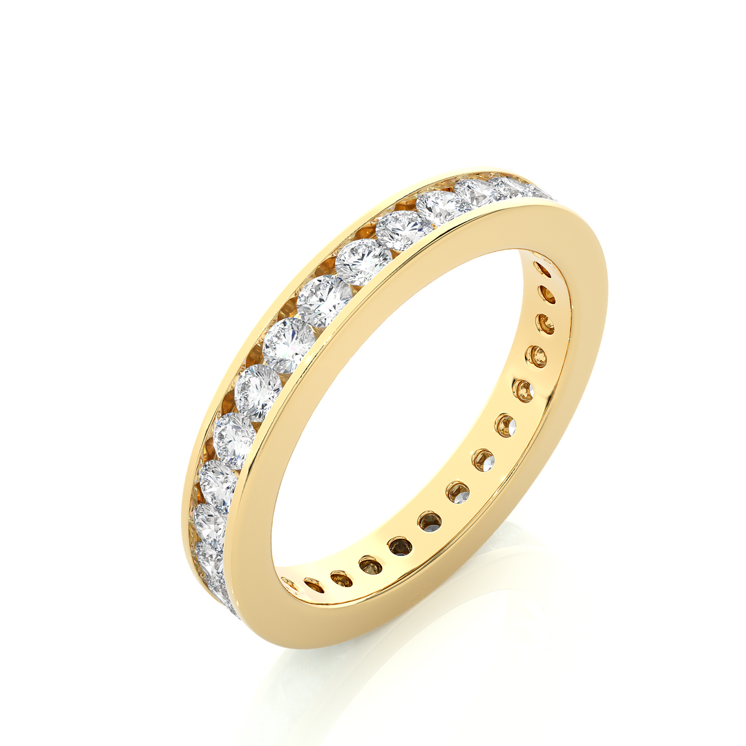 1.20 CT Round Lab Grown Diamond Channel Set Eternity Band | 30 Stone Gold Ring