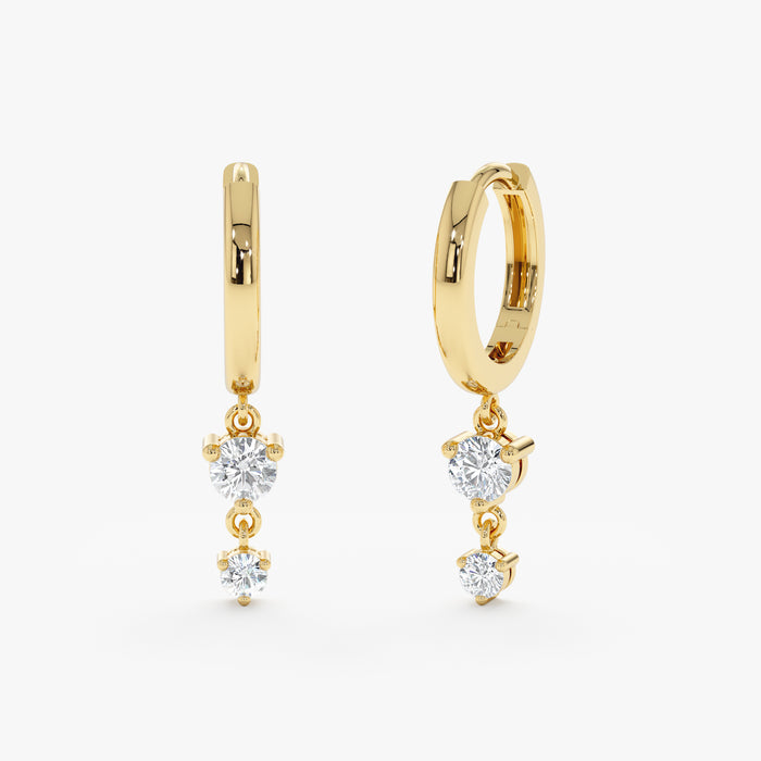 Round Lab-Grown Diamond Huggie Earrings 0.28 CTW – 4 Stones | 10K, 14K, 18K White, Yellow & Rose Gold | IGI Certified