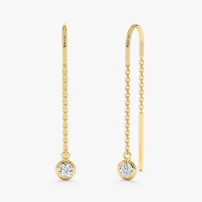 Bezel-Set Round Lab-Grown Diamond Dangle Drop Earrings 0.22 CTW – 2 Stones | 10K, 14K, 18K Gold | IGI Certified