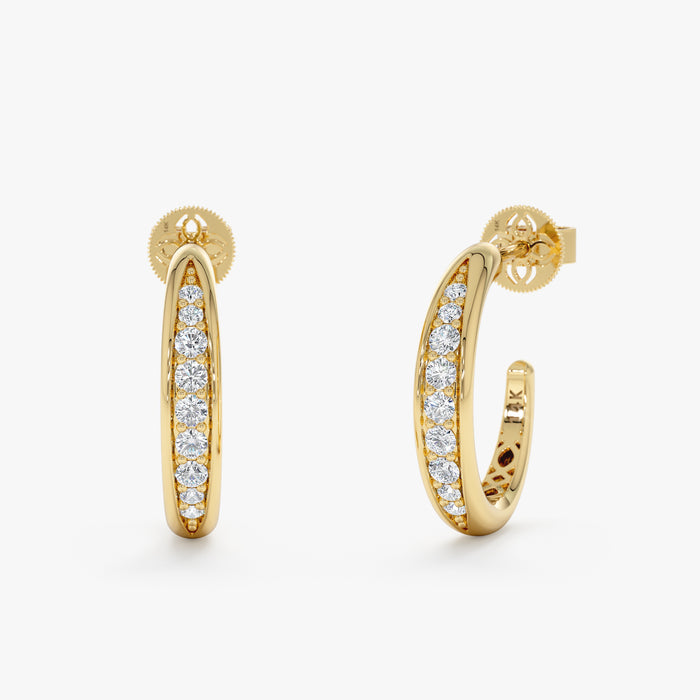Half-Hoop Lab-Grown Diamond Earrings 0.27 CTW – 18 Round Stones | 10K, 14K, 18K Gold | IGI Certified