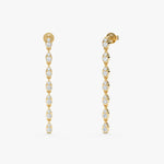 Load image into Gallery viewer, Marquise-Style Round Lab-Grown Diamond Long Dangle Earrings 0.86 CTW – 28 Stones | 10K, 14K, 18K Gold | IGI Certified
