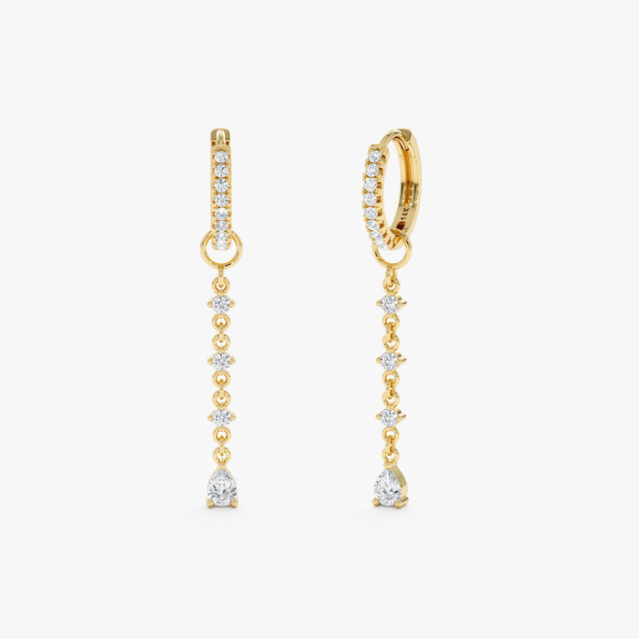 Pear & Round Lab-Grown Diamond Stylish Hoop Earrings 0.16 CTW – 26 Stones | 10K, 14K, 18K Gold | IGI Certified