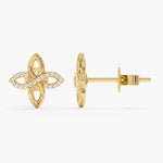 Load image into Gallery viewer, Twisted Leaf Lab-Grown Diamond Earrings 0.08 CTW – 40 Round Stones | 10K, 14K, 18K Gold | IGI Certified