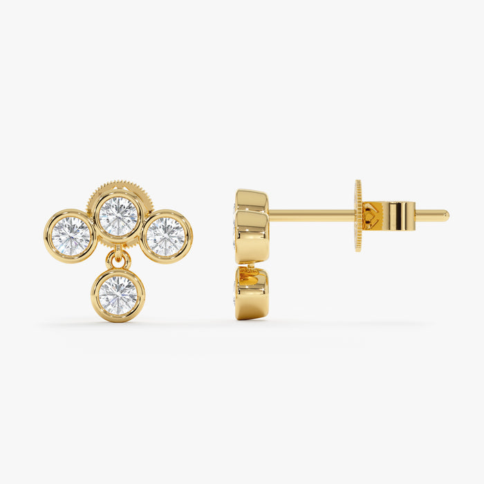 Bubble-Style Bezel-Set Lab-Grown Diamond Earrings 0.62 CTW – 8 Round Stones | 10K, 14K, 18K Gold | IGI Certified