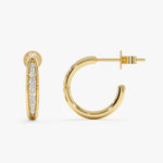 Load image into Gallery viewer, Half-Hoop Lab-Grown Diamond Earrings 0.27 CTW – 18 Round Stones | 10K, 14K, 18K Gold | IGI Certified
