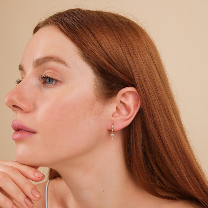 Round Lab-Grown Diamond Huggie Earrings 0.28 CTW – 4 Stones | 10K, 14K, 18K White, Yellow & Rose Gold | IGI Certified