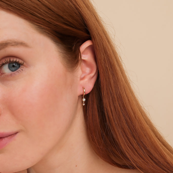 Round Lab-Grown Diamond Huggie Earrings 0.28 CTW – 4 Stones | 10K, 14K, 18K White, Yellow & Rose Gold | IGI Certified