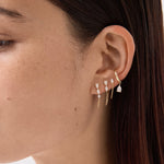 Load image into Gallery viewer, Marquise &amp; Pear Lab-Grown Diamond Connector Chain Earrings 0.20 CTW – 4 Stones | Double Piercing Dangle | 10K, 14K, 18K Gold | IGI Certified
